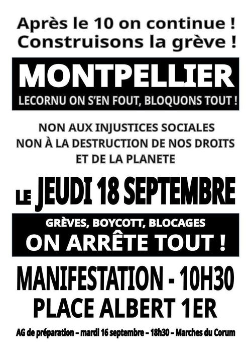 Bloquons tout - Manifestation intersyndicale du 18 septembre